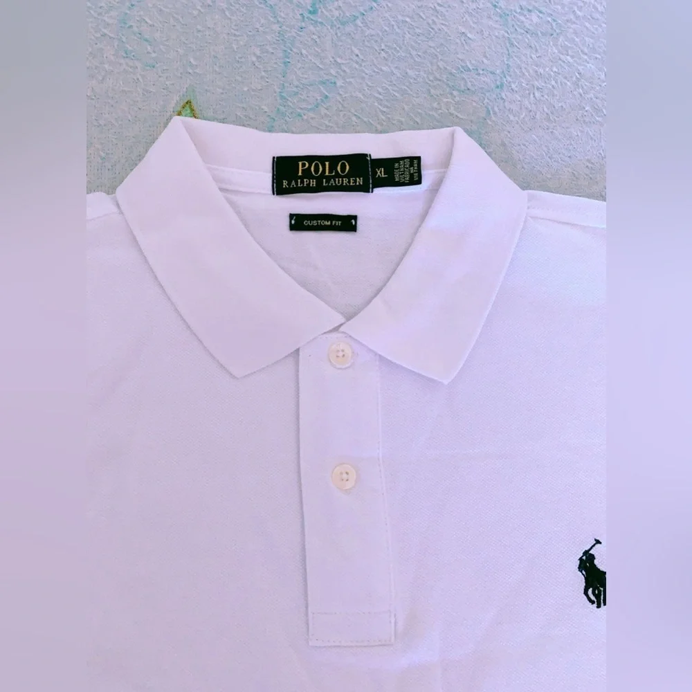 Ralph Lauren polo shirt for‎ Men Custom Slim Fit  Cotton White XL